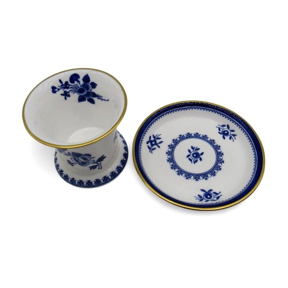 SPODE Gloucester Blue and White Floral Cup Saucer England Vintage - Picture 8 of 11